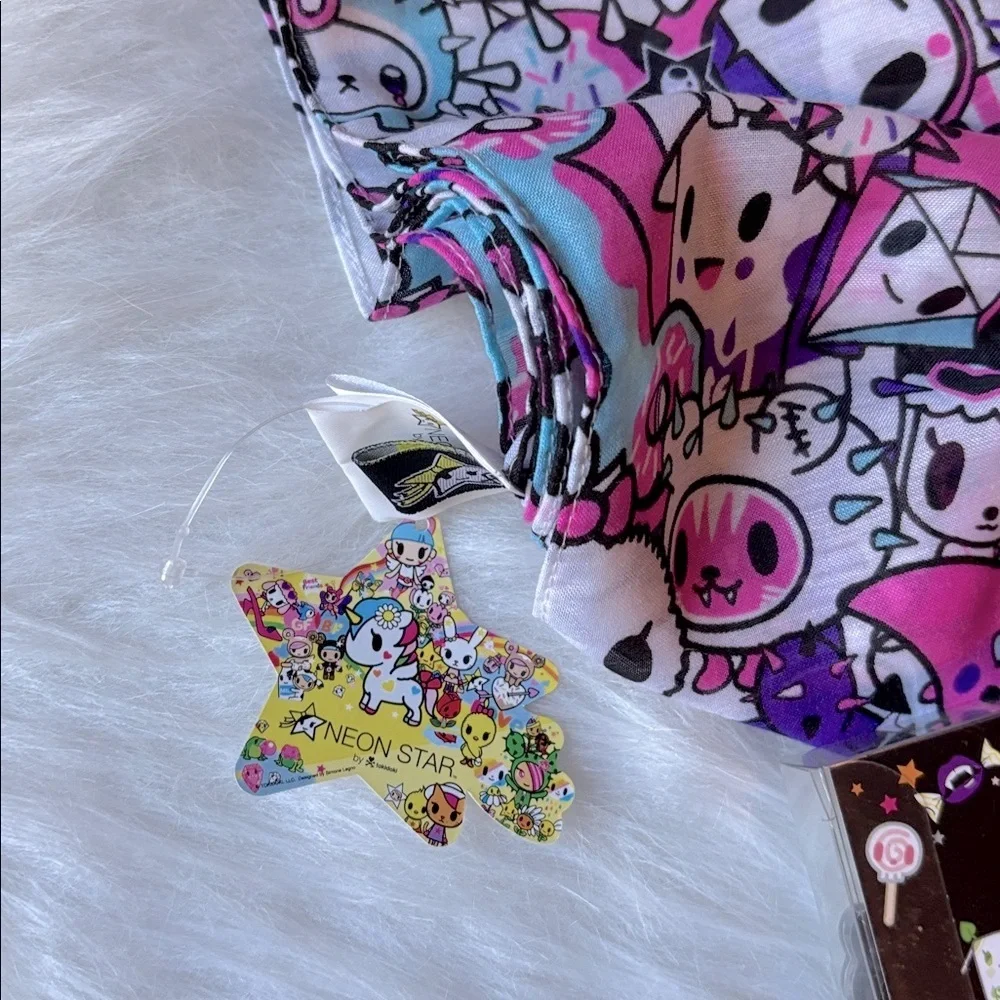 retired discontinued TOKIDOKI eyeshadow make-up CROMATICO set + Neon Stars scarf
